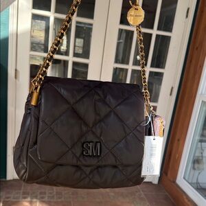 Steve Madden Dark Brown Quilted Shoulder Bag